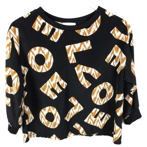 Lush Crop Top 3.4 sleeve L O V E print Sz M/L